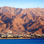 The city of Aqaba seen from the sea with the mosque in the background