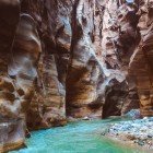 The river canyon of Wadi Mujib is 76 km from the Dead Sea Hotel in the Dead Sea region of Jordan