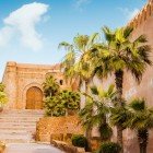 Detail of the walls and entrance gate of the Kasbah of the Udayas in Rabat, Morocco.