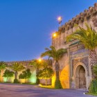 View of the walls (40 km long), 15 meters high, adorned with 9 entrance gates of the Imperial City of Meknes in Morocco