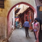 Shopping in the typical shops along the streets of the Medina of Meknes