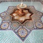 Details of the inner fountain of the Mausoleum of Moulay Ismail in the city of Meknes, Morocco