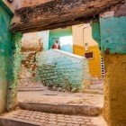 Typical streets of the Holy City of Moulay Idriss in the Province of Meknes, Morocco