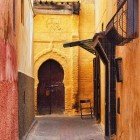 The characteristic narrow streets of the Meknes medina, an imperial city and the sixth largest by population in Morocco