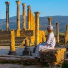 Volubilis, an ancient Roman city, UNESCO World Heritage site, details of the colonnades