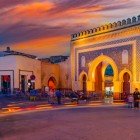 Ancient historic gate entrance to the Fes Medina in Morocco