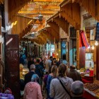 Typical market and souk in the Medina of the city of Fes in Morocco