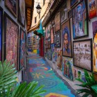 Beautiful artistic representations in an alley of the Medina of Fes