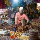 Vendor of dried fruits in the city of Beni Mellal, Morocco