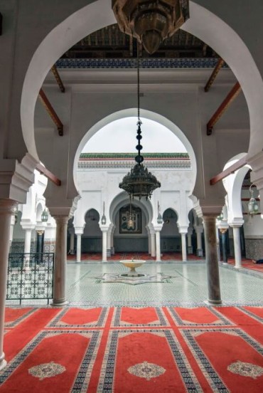 View of the interior of the Mausoleum of Moulay Idriss II in Fes, Morocco