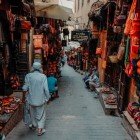 Typical Arab shops in the alleys of the Medina of Fes in Morocco