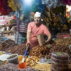 Vendor of dried fruits in the city of Beni Mellal, Morocco