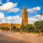 Marrakech square and Minaret of the Imperial city in Morocco