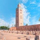 Koutoubia Mosque minaret in the Medina quarter in the morning in Marrakesh, Morocco