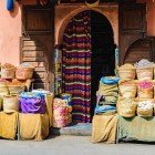 Colorful spices in a local shop in the Medina of Marrakesh, Morocco