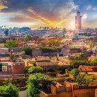 Panoramic view of the Medina of Marrakesh in Morocco