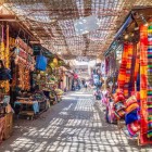 Souvenirs at the Djemaa El Fna market in Marrakech, Morocco