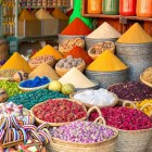 Spices and essences for sale in the markets and souks of Marrakech, Morocco