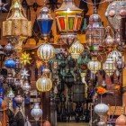 Moroccan lighting for sale in the souks of the Medina of Marrakech, Morocco