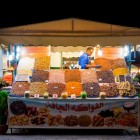 Street food, selling dried fruits in the old Medina of Marrakech, Morocco