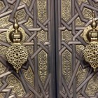 Large door knockers on the ceremonial entrance to the Royal Palace in Casablanca