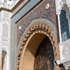 Details of the mosaics and decorations of the entrance portal of the Royal Palace in Casablanca