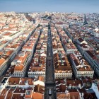 Aerial view of the Baixa district and the Lisbon skyline