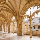 Beautiful reticulated vaulting in the cloister of the Jerónimos Monastery, in the Belem district of Lisbon, Portugal