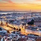 Aerial view of Lisbon at sunset