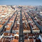 Aerial view of the Baixa district and the Lisbon skyline