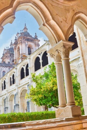 View of the Monastery of Alcobaça from one of the spectacular Gothic arches inside.