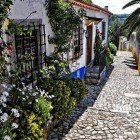 Typical cobblestone streets and medieval houses in Óbidos, Portugal