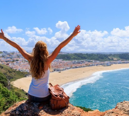 View from above of the city of Nazaré in Portugal