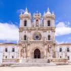 View of the entrance of the Monastery of Alcobaça or Real Abadia de Santa Maria, founded in 1153 by the Cistercians, with construction beginning in 1178