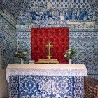 Interior of the Hermitage of Memory in Nazaré (Chapel of Our Lady of Nazaré). Note the azulejos, typical Portuguese tiles