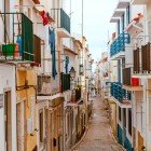 Detail of the characteristic alleys of the city of Nazaré, Portugal