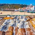 Detail of fish drying on the beach in Nazaré, Portugal