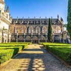 View of the magnificent gardens and the Monastery of Santa Maria da Vitória in Batalha, Portugal