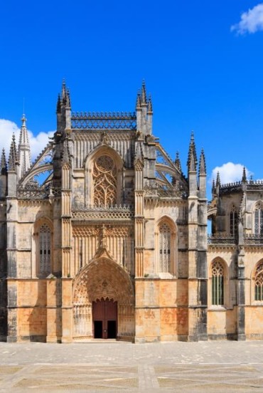 View of the Monastery of Santa Maria da Vitória from the square in front of it in Batalha, Portugal