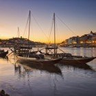 The Ribeira district on the Douro River and the traditional Portuguese Rabelo boats, designated as a UNESCO World Heritage site in the city of Porto