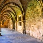 View of the ancient cloister of the old Sé Velha Cathedral in Coimbra, Portugal