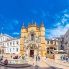 The square and exterior of the Church of the Holy Cross in the city of Coimbra, Portugal