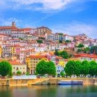 View from the Mondego River of the historic center of Coimbra, Portugal