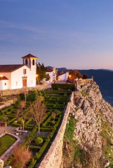 Marvão Castle at sunset, a small and picturesque village in the Alentejo, Portugal, offering a spectacular view of the landscape