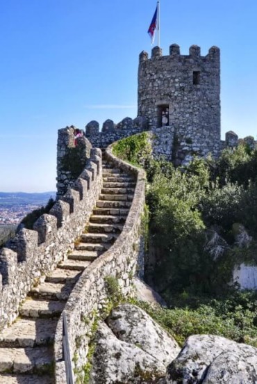 The Moorish Castle (Castelo dos Mouros) was built during the Moorish rule between the 8th and 12th centuries in the Sintra district, which is now a UNESCO World Heritage Site