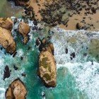 Detail of the ocean and the coast of Cabo da Roca in the parish of Colares, municipality of Sintra in Portugal