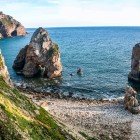 A beautiful view of the ocean and the coast of Cabo da Roca, an iconic place and the westernmost point of the European continent