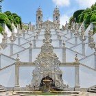 The staircase leading to the top consists of 17 landings decorated with symbolic fountains, allegorical statues, and other Baroque decorations with various themes