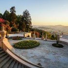 Panoramic view of the city of Braga from the terraces of the Bom Jesus do Monte church in Braga, Portugal