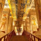 Interiors of the tombs of Pharaohs Ramses V and VI in the Valley of the Kings near the city of Luxor in Egypt